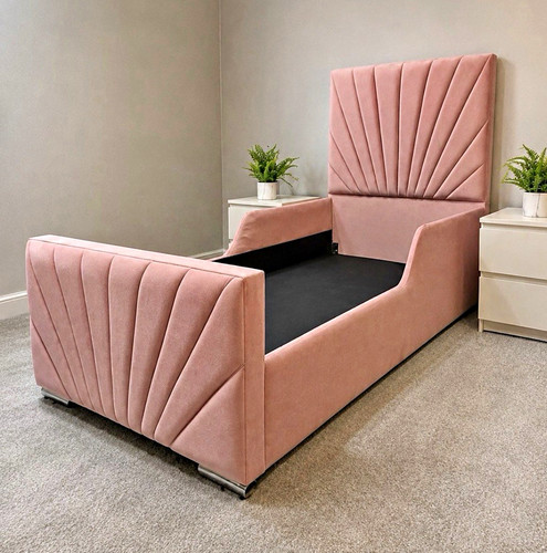 Pink velvet upholstered single - velvet,
