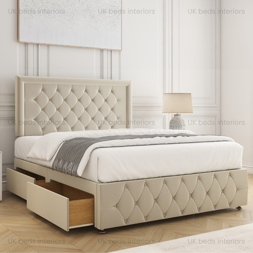 Plush velvet divan base bed - plush,